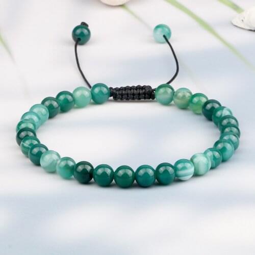 Wholesale 6mm Striped Agate Braided Bracelets More Colors Natural Onyx Stone Beads Bangles Jewelry Women Adjustable Chain Gift