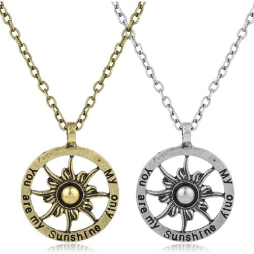 Sun Shape Pendant Necklace Engraved You are my sunshine My only sunshine Necklaces Jewelry Cute Gifts for Friends