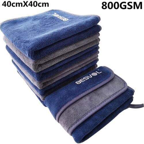 800GSM Coral Fleece Microfiber Towel Car Wash Accessories Super Absorbent Car Cleaning Detailing Cloth Auto Care Drying Towels