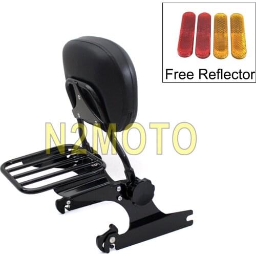 Black Adjustable Rear Passenger Sissy Bar Luggage Rack Backrest for Harley Softail Fat Boy 2000-2006