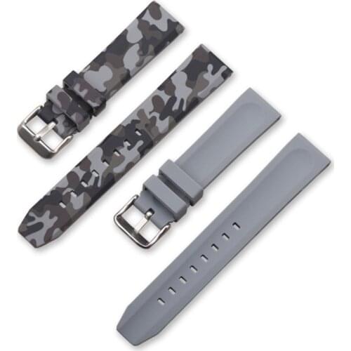 2020 Silicone Watchband Sports Camo Printed Rubber Waterproof Replacement Bracelet Band Strap Watch Accessories 20mm 24mm