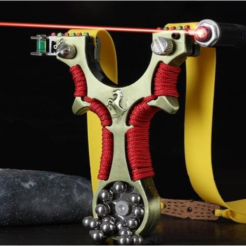 Powerful Alloy Slingshot 2020 New Laser Red Line Fast Pressing Flat Leather Catapult Suitable for Outdoor Sports Entertainment