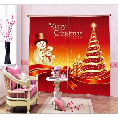 Christmas print 3D Window Curtains Living Room wedding bedroom Hotel decorate Cortinas Drapes Rideaux Customized size pillowcase