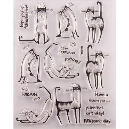 Cute Cat Silicone Clear Stamp Seal DIY Scrapbook Embossing Album Decor Craft Art