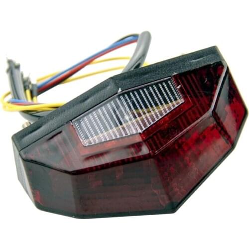 Universal 12V Shield Shape LED Motorcycle White License Plate Light Red Tail Rear Lights Brake Stop Lamp 3 Wire
