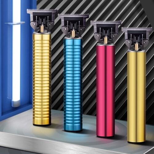 Cordless USB Rechargeable Ceramic Trimmer T- Skeleton Hair Clipper Machine Hair Cutting Beard Trimmer Haircut Styling Tool