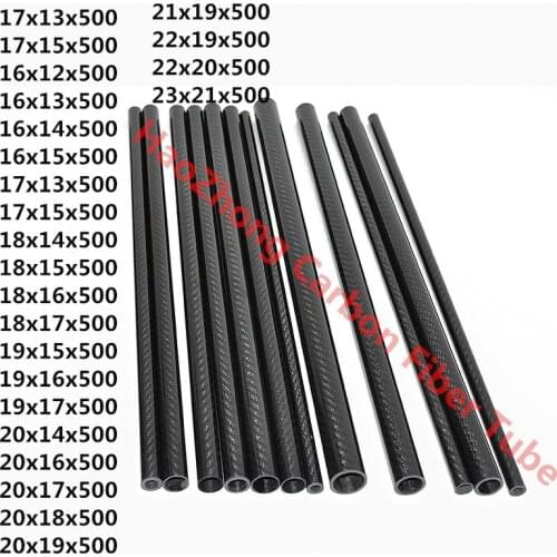 3k Carbon Fiber Tube17mm 18mm 19mm 20mm 21mm 22mm 23mm Roll Wrapped Pipe/Shaft with 500mm long,Light Weight, High Strength