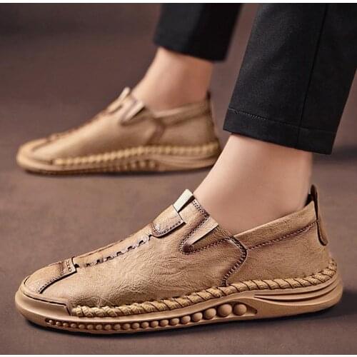 Comfortable Male Casual Shoes Men Leather Loafers Handmade Breathable Moccasins Designer Flat Shoes Footwear Size 38-46