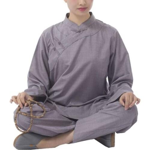 Unisex Spring high-grade zen lay clothing buddhist meditation suits buddha chinese style women uniforms