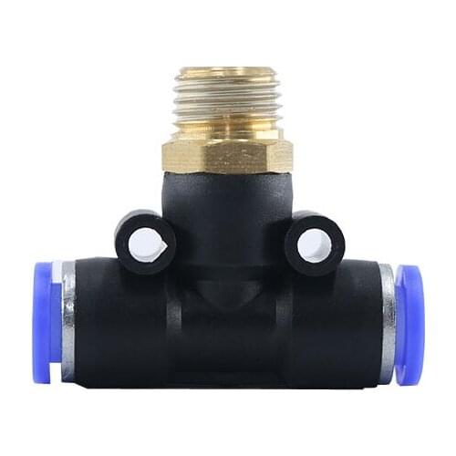 1pcs PB Series Air Connector Fitting T Shape 6mm 8mm 10mm 12mm Hose Pipe to 1/8" 1/4" M5 3/8" 1/2" Male Thread Pneumatic Coupler