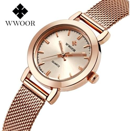 WWOOR 8823 Water Resistant Female Minimalist Wrist Women Watch Lady Fashion Elegant Dress Stainless Steel Wristwatches