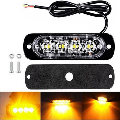 Amber Warning Emergency Flash Strobe Light 12V- 24V 4LED For Drohipping Wholesale Fast Delivery