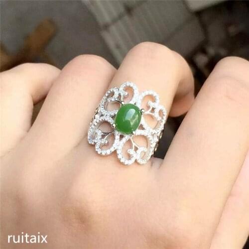 KJJEAXCMY fine jewelry 925 Pure silver inlay natural jasper female style ring jewelry jewelry diamond style hollow-out