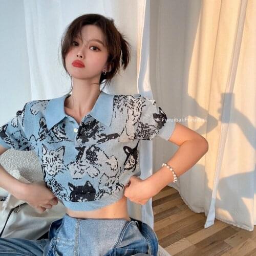 Womens T-shirts tops Japanese kawaii Ladies Ulzzang Vintage cat print ins Tshirt Female korean harajuku clothes for women