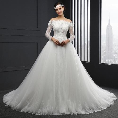 SL041 vintage long sleeve wedding dresses for women vestidos de novia para boda civil robe de mariée bohème flowers matrimonio