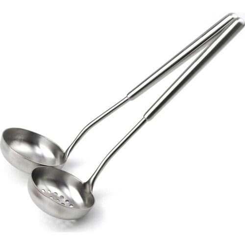 1pcs Flat-Handle Soup Spoon Colander SpoonThick Stainless Steel Kitchen Tools sets Cooking Tool Cookware Kitchen Accessories