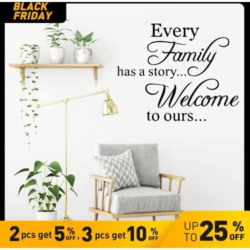 1pcs PVC Welcome ours wall stickers every family has a story decorative removable wall stickers My heart vinyl Home Decor