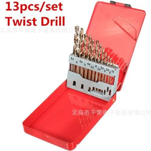 13pcs /set M35 twist drill bit set metal wood stainless steel drill bit electric drill bit iron box