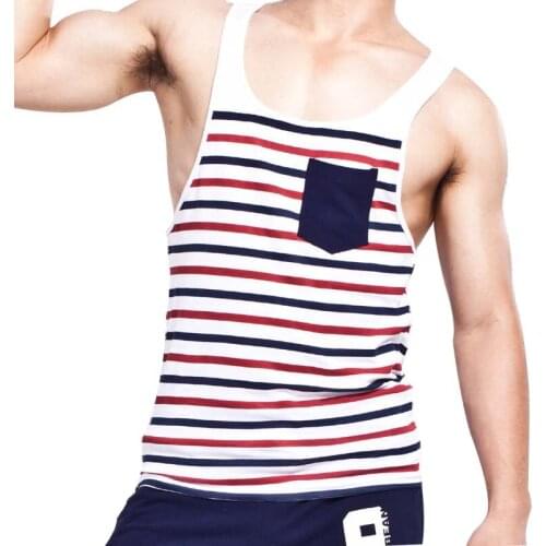 2021 Brand New Mens Tank Casual Striped Sleeveless o Neck Shirts Vest Summer Beach Sportswear Holiday Tank Tops