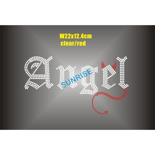 Letter angel hot fix rhinestone transfer motif