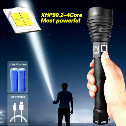 300000 Lumen XHP90.2 Most Powerful LED Flashlight USB Rechargeable Torch XHP90 XHP50 XHP70 Hand Lamp 18650 Tactical Flashlights
