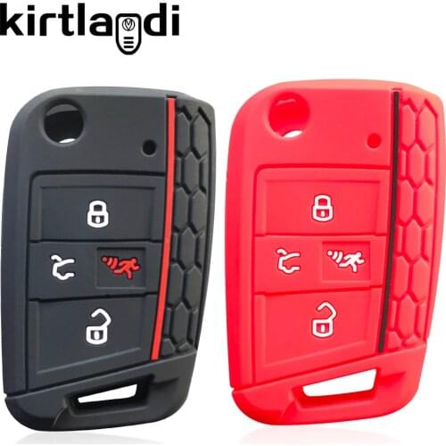 4 Button Silicone Car Remote Key Cover Case For VW Volkswagen t-6.1 Polo Golf 7 MK7 Atlas 2016-2020 For Skoda Octavia A7 holder