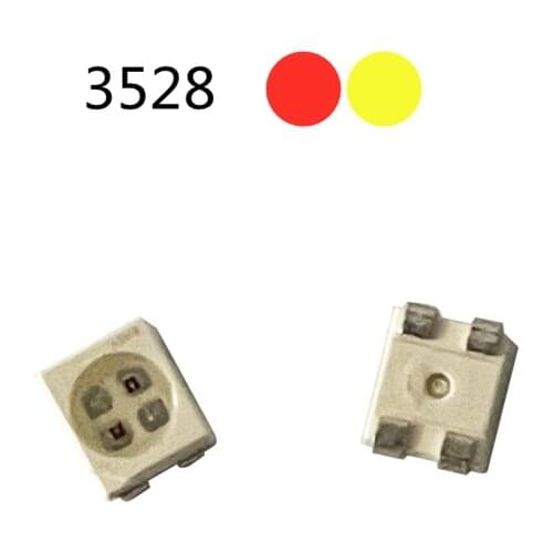 50PCS 3528 amber+yellow PLCC-4 reverse pole , 617nm+587nm , 50mA 2V 0.1w bicolor smd led lamps light beads LAYT67B LAY T67B