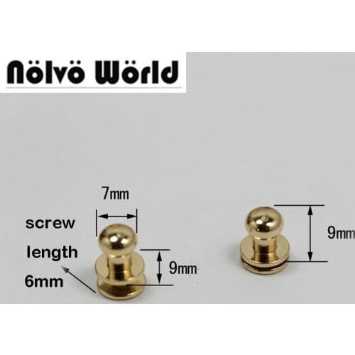 50pcs 5 colors 7mm Copper Stud Screw Round Head Nail Leather Screw Rivet Chicago Base for DIY Bags Decoration Metal Part