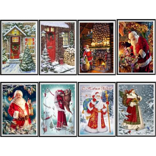 5D diamond painted full snowman house round diamond mosaic pattern home decoration DIY handmade