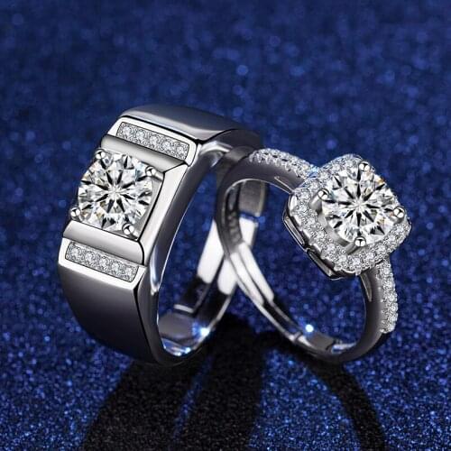 925 sterl silver Rings for women 1ct Wedding jewellery Rings Set Couples Luxury Cute gift for women retro promise silver jewelry