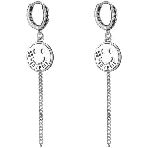 925 Sterling Silver Korean Geometric Temperament Women Personality Smile Retro Sexy Hot Elegant Love Earrings Gift Jewelry