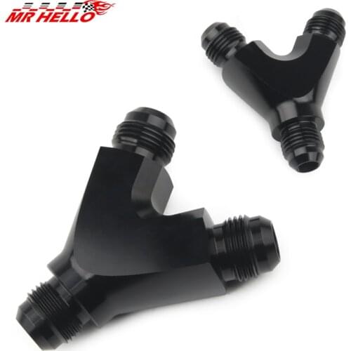 AN6 AN10 Aluminum Y Block Adapter Fittings Adaptor Black Y Type Oil Pipe Joint