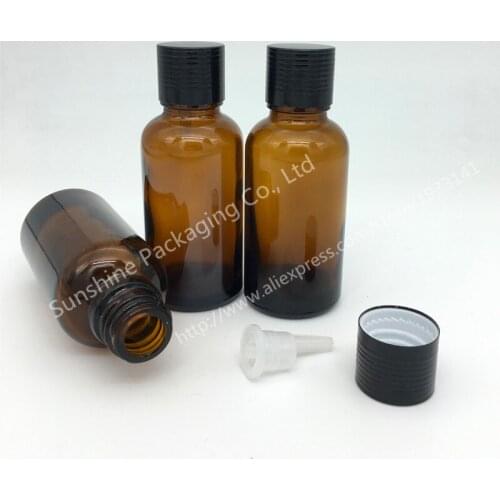 Free shipping 500 x 30ml amber glass bottle with reducer high quality screw om essential oil bottle packaging bottle