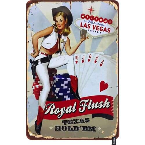 Pin Up chicas signo de bienvenida a Las Vegas Nevada tarjetas carteles de hojalata Vintage para hombres y mujeres Arte de la