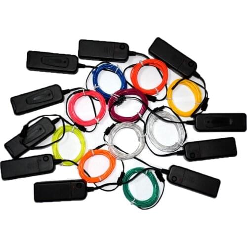 2m/3m/5M 3V Flexible Neon Light Glow EL Wire Rope tape Cable Strip LED Neon Lights Shoes Clothing Car decorative ribbon lamp