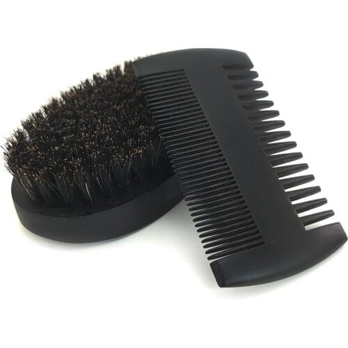 Hot Sale Beard Hair Comb Set High Quality Soft Boar Bristle Wood Beard Brush Hairdresser Shaving Tool Men Mustache Comb Kit