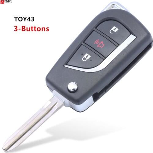Keyecu Replacement Folding Flip Remote Car Key Shell For Toyota Corolla RAV4 EX Blank New VIOS Case 3 Button TOY43 Blade