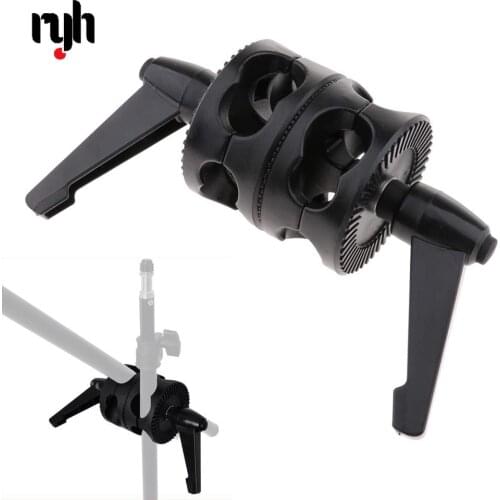 RYH Swivel Dual Head Grip Holder Bracket for Photo Studio Boom Reflector Arm Support Dual Grip Head Angle Clamp Photography pole