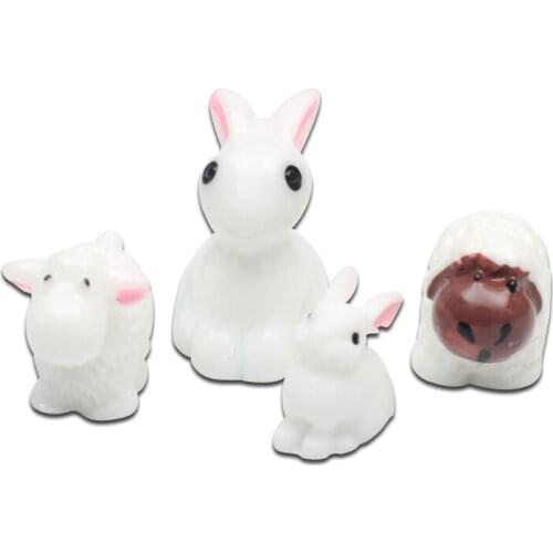 LF 20Pcs Cute Resin Rabbit Decoration Crafts Flatback Cabochon Figurines & Miniatures For Home Decoration Accessories Modern