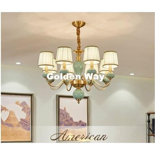 Modern Nordic Chandelier Lustre Copper Brass Iron Lamps Lighting Pendant Lustre Crital Modern Jade Ceramic Chandelier Lighting