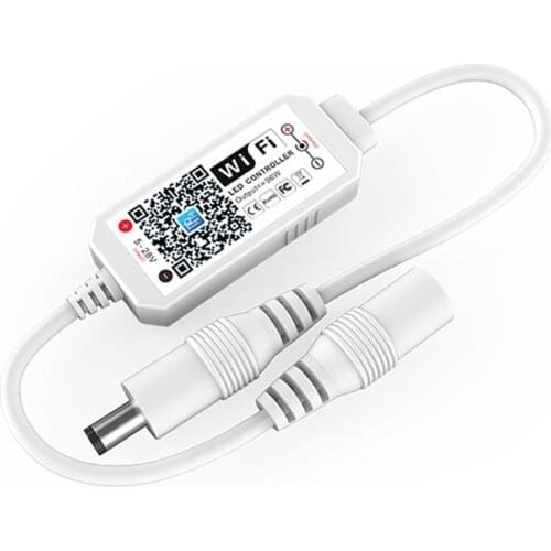 Mini Wifi Single Color LED Controller Dimmer DC 5V-28V Timer Music Voice APP Controller for LED Strip Work with Alexa Assistant