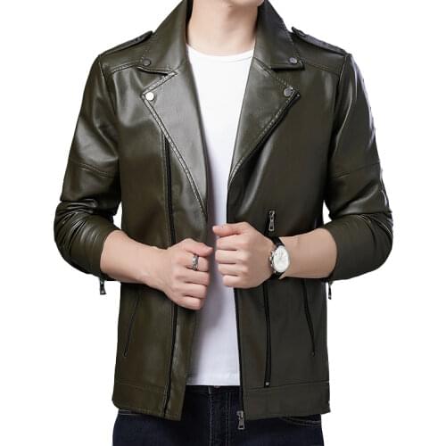 Autumn mens motorcycle leather jacket zipper lapel nightclub handsome male imitation leather jacket / man boutique PU coat