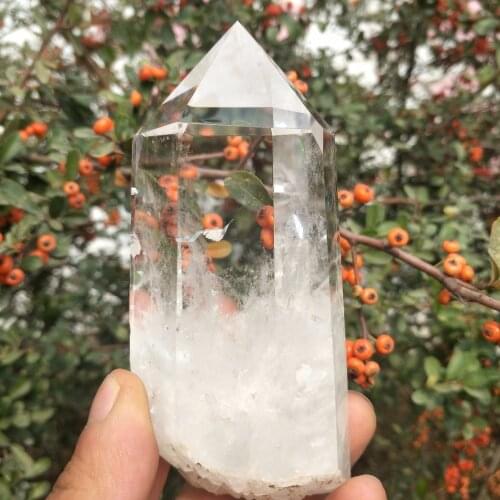 Natural crystal stone High Quality Clear Transparent Rock Quartz Crystal Polished Single Point Wand feng shui Decoration