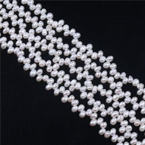 Wholesale 5-6mm Freshwater Natural White Rice Pearl Loose Beads 14"