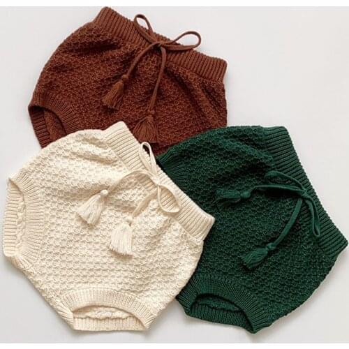 Autumn Winter Kids Baby Boys Girls Pure Color Knit Short Pants Childrens Clothing Baby Boys Girls Shorts Children Short Pants