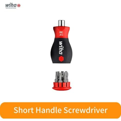 Wiha 6 in 1 Short Handle Screwdriver Precision Soft Finish Chrome Vanadium Steel Screwdriver Bits Home Kit Repair Tools