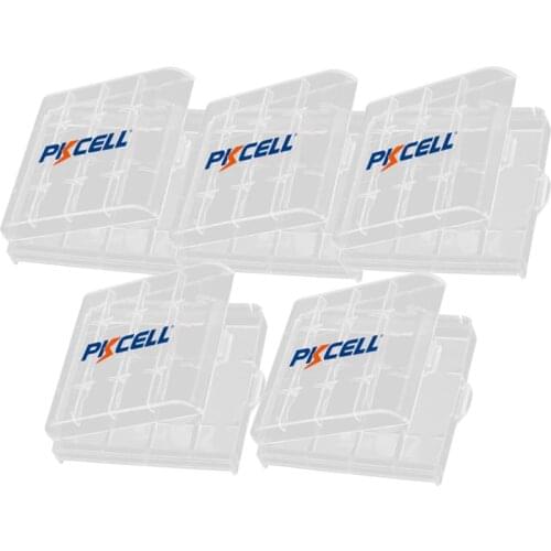 5Pcs PKCELL AA AAA Battery Box Plastic Case Holder Storage Box White Case Cover Holder Battery Storage Box