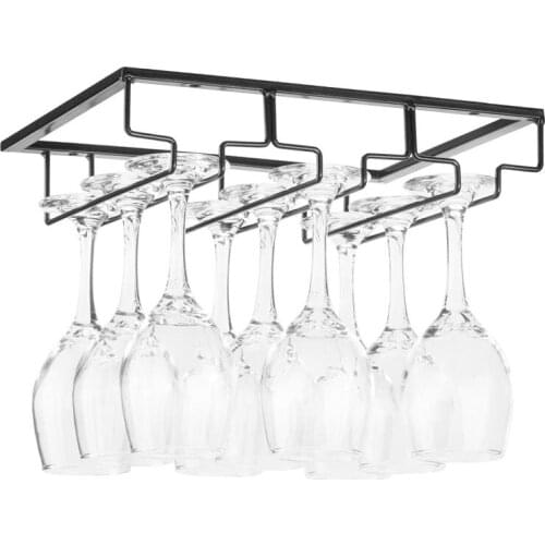 Wine Glasses Holder Stemware Hanging Rack Under Cabinet Stemware Organizer Glass Goblet Iron Rack Right Angle Upside Down