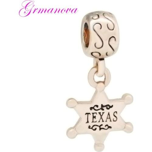 Texas Pendant Rose Gold Gold Charm Beads Handmade DIY Jewelry Accessories Amulet Fit Pandora Bracelet Necklace