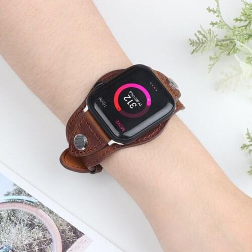 Bronw Genuine Leather watchband for apple watch 6 5 44mm 40mm 38mm 42mm Bracelet iwatch Strap 4 3 2 1